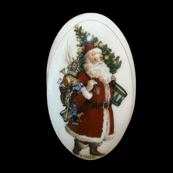 Vintage 1995 Reutter Santa Claus Porcelain Trinket Box Gold Rim Germany - Picture 2 of 14